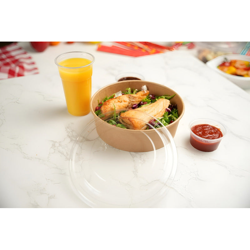 50 Bowls Plastico Bowl Con Tapa Envases Bowl Kraft 750 Cc Beige / Bowl Con Tapa 750cc