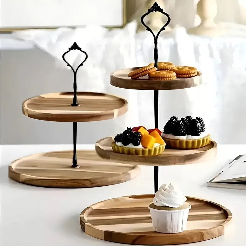 Portacupcake Pasteleriuscl Madera 3 Niveles Porta Cupcakes Circular 15 Capacidad Marrón