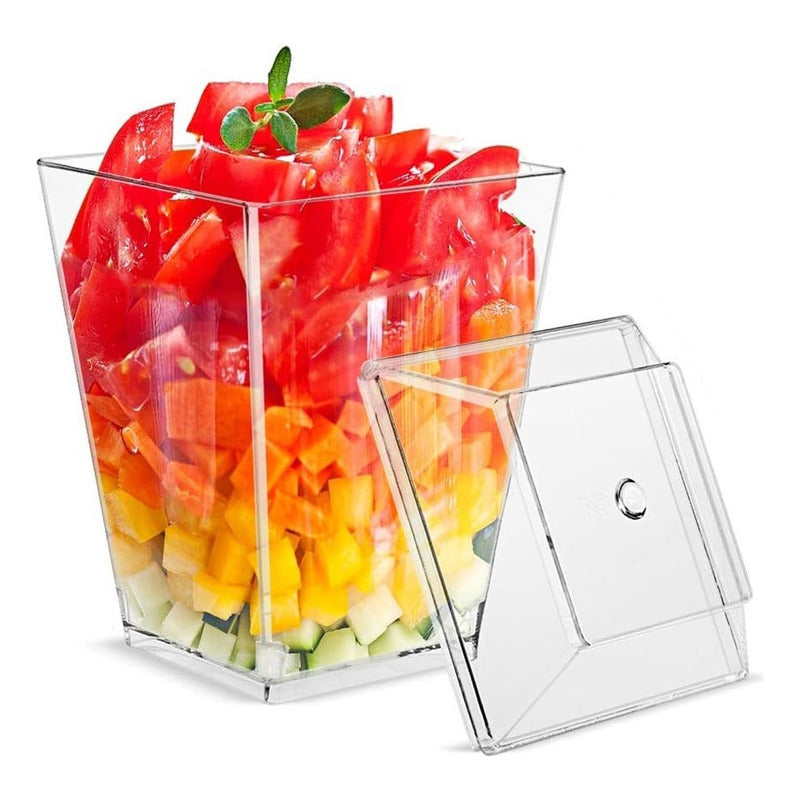 10 Vasos Para Postres Set De Vasos Shot Postres C/tapa 110ml Transparente