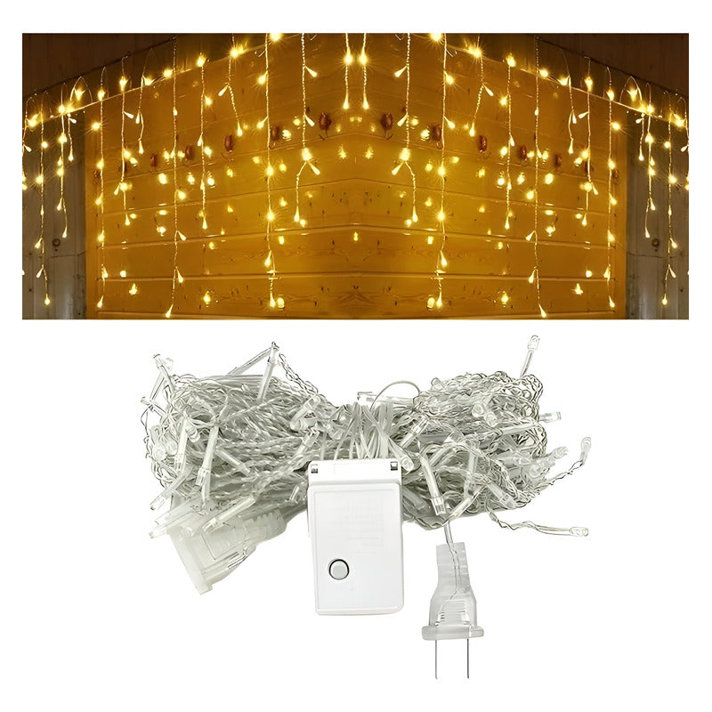 Guirnalda De 100 Luces Led Cascadas Luces Exterior Cortina Amarillo