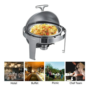 Chafing Dish Chafer Bufetera Buffet Vapor Chafer Redondo 5l Plateado