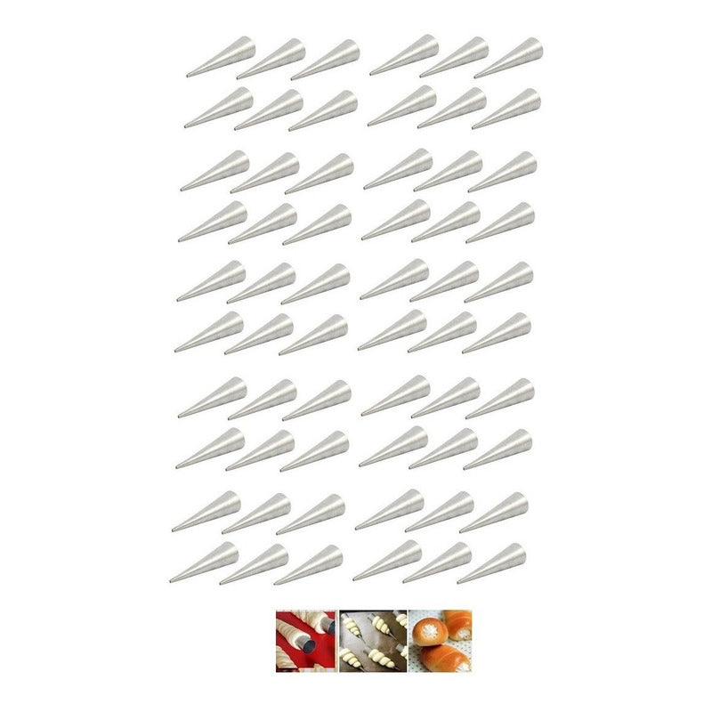 Pack X60 Cono Molde Para Cannoli Cachito Croissant Pan Danes
