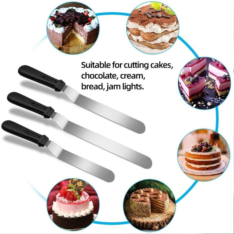 Set 3 Espatula Repostera Espátula Decoracion Espatula Curva Gris