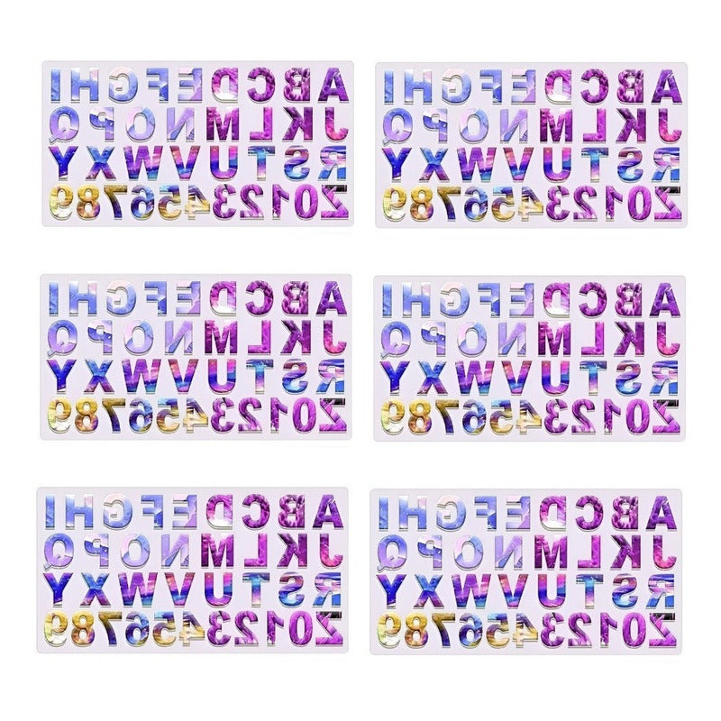 X6 Molde De Silicona Letras Moldes Silicona Resina 36cavid Blanco