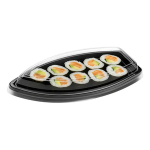 100 Envases Barcos De Sushi Bandeja C/tapa Barco Para Sushi Barco Sushi Plastico Envase Desechable Forma Barco Para Sushi C/tapa Bandejas Envase Comida Japonés Envase Delivery Envases Pasteleriuscl