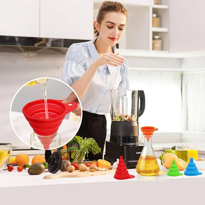 Pack X10 Embudo Plastico Embudo De Silicona Plegable Embudo