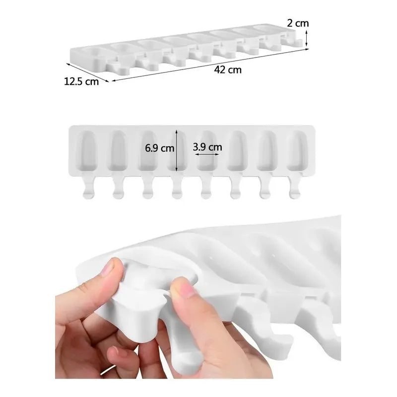 Moldes De Silicona Para Helados Molde Paletas Helado 8cavid Blanco