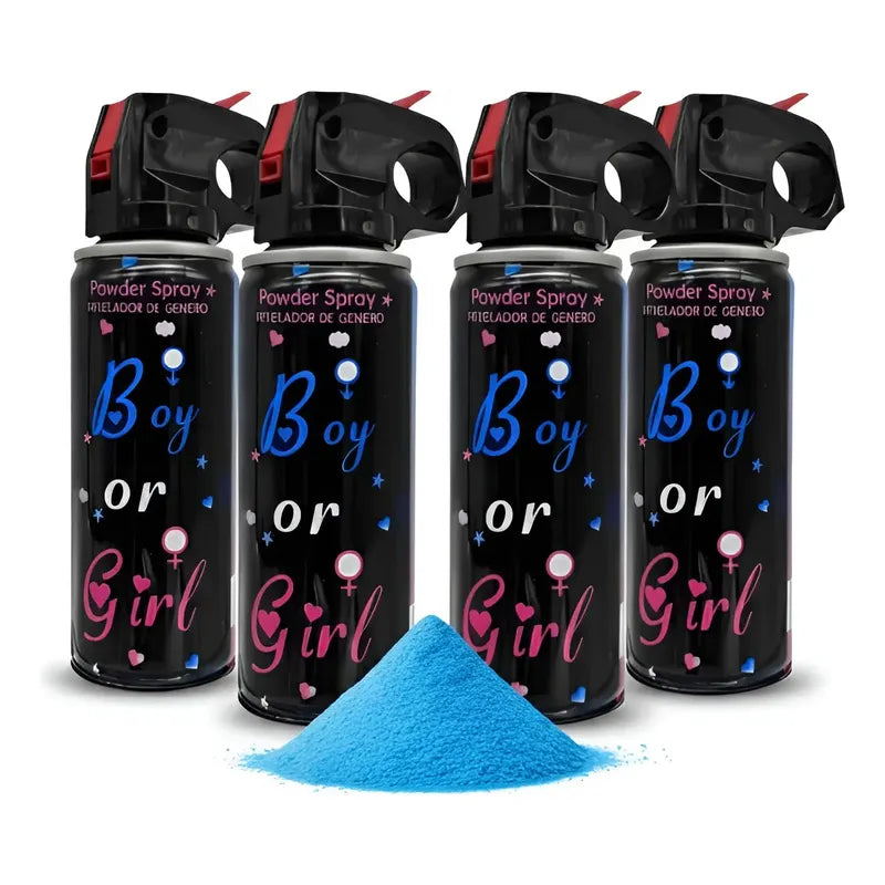 Set 4 Extintor Humo Revelacion De Genero Spray Color Cañon Azul