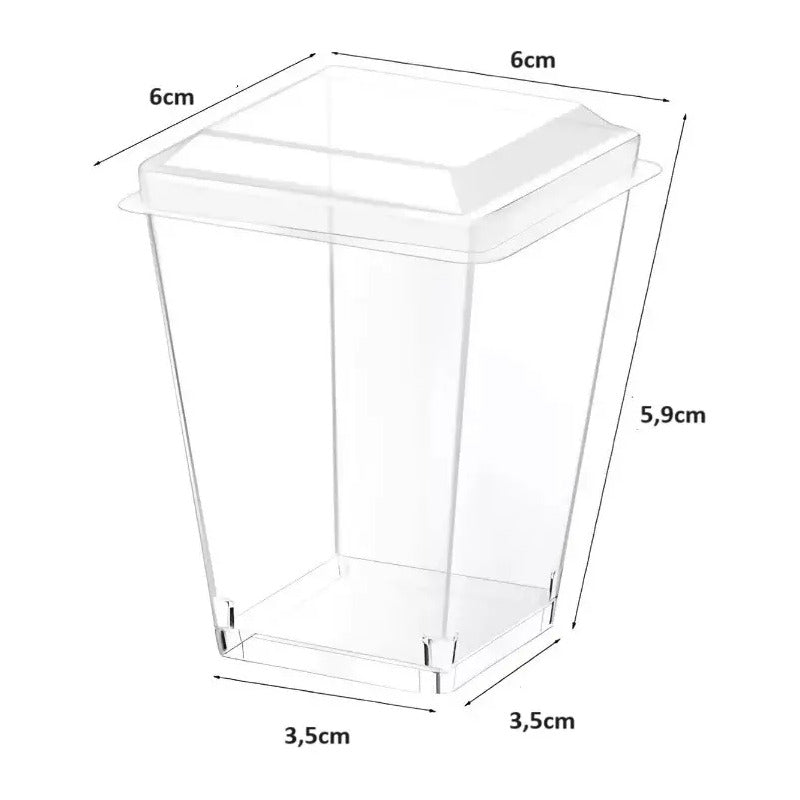 10 Vasos Para Postres Set De Vasos Shot Postres C/tapa 110ml Transparente