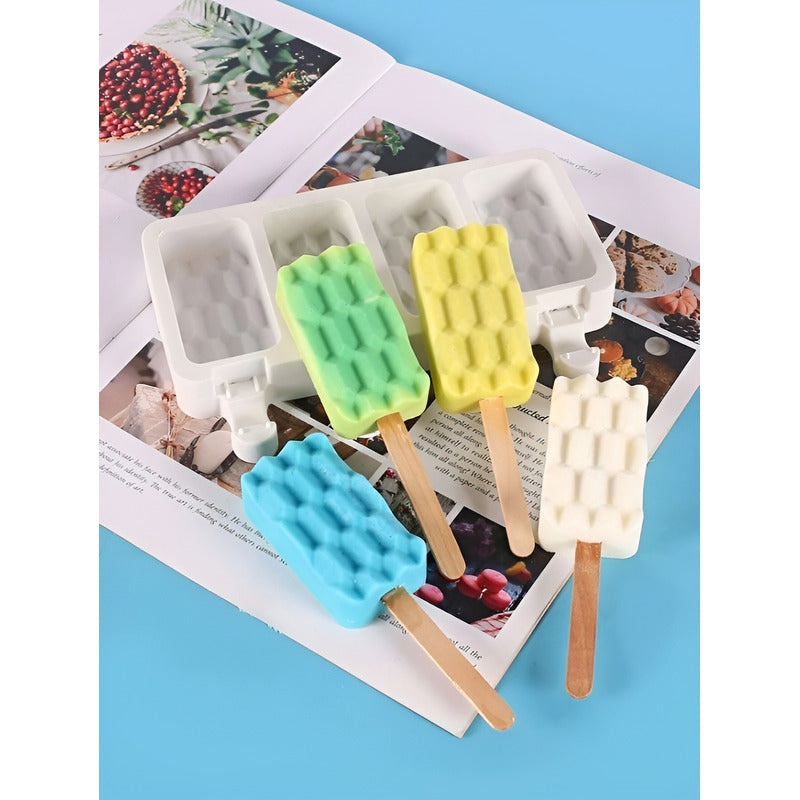 Pack X2 Moldes De Silicona Reposteria Molde Helados Ladrillo Blanco