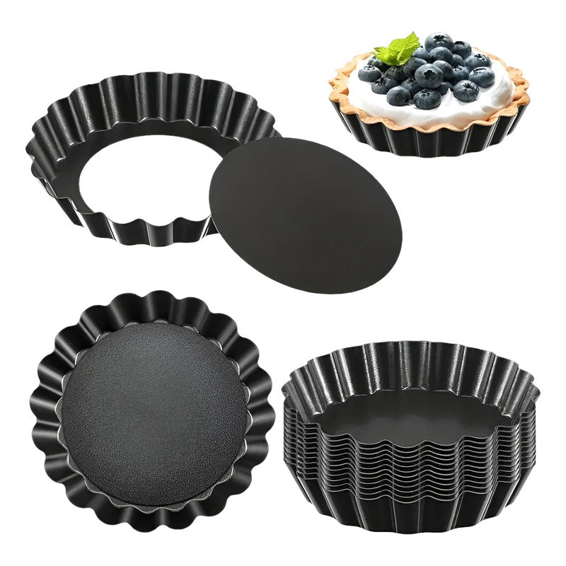 Pack 24 Moldes Tartaleta Desmontable Tarta Individual 13,5cm Gris