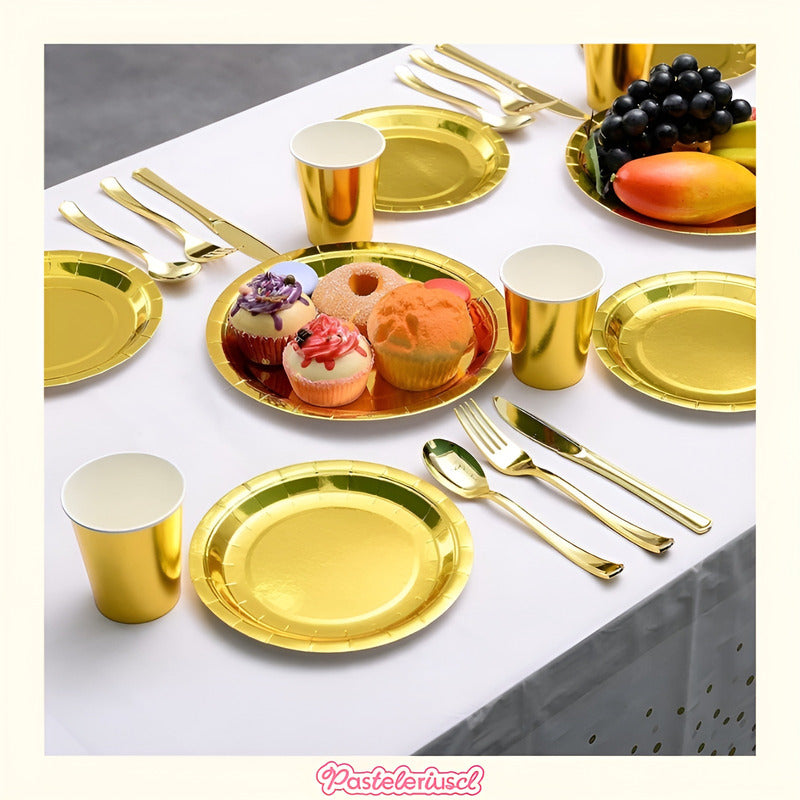 10 Platos Desechables Platos De Papel Platos Cumpleaños 17cm Dorado