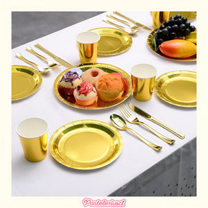 10 Platos Desechables Platos De Papel Platos Cumpleaños 17cm Dorado