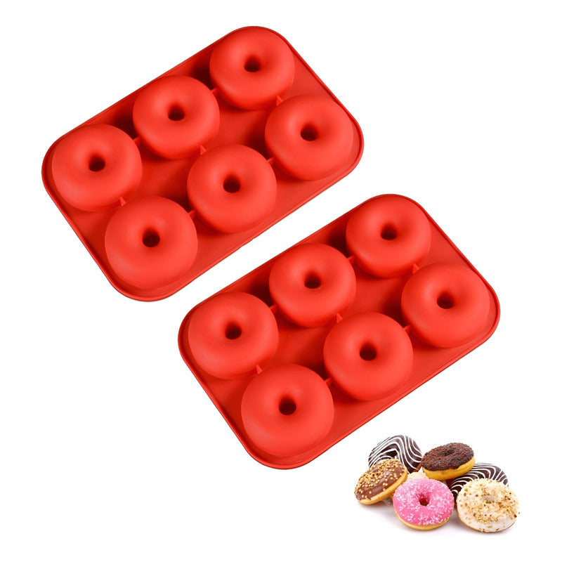 Pack X2 Moldes De Silicona Donas Moldes Donuts Molde Dona 6 Multicolor.