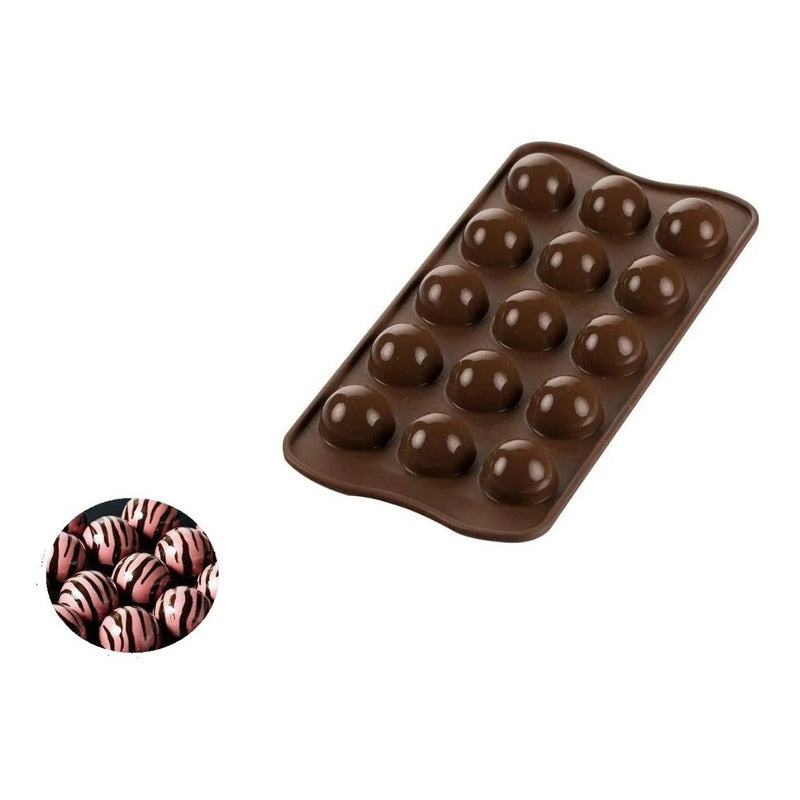 Moldes De Chocolate Moldes Chocolate Silicona 15 Esfera Marrón