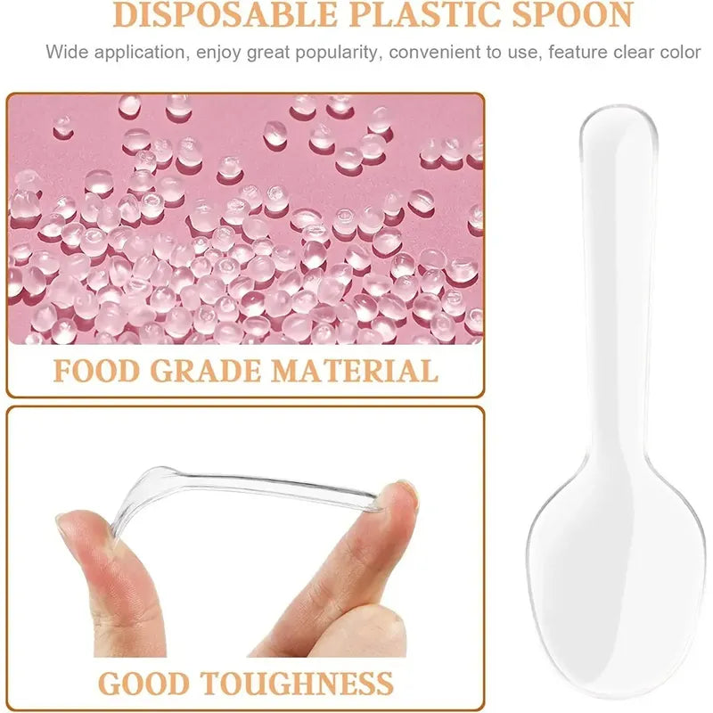 X250 Cucharas Postres Cucharas Desechables Cucharas Helado Transparente Transparente