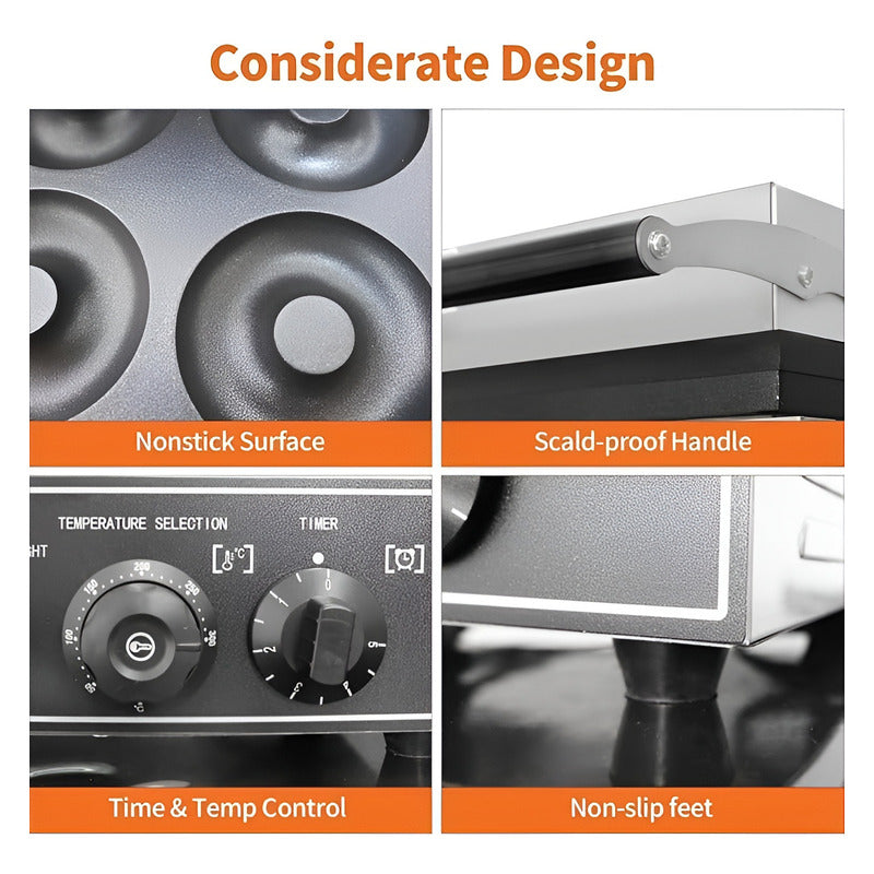 Maquina Mini Donuts Maquina De Donuts Maquina 6 Donas 1550w Plateado