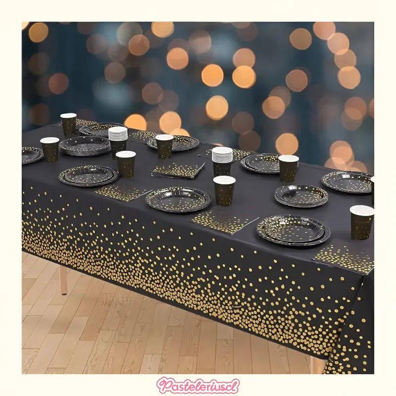 Set Vajilla Para Celebración Decoración 111pcs Kit Cumpleaños Vasos Platos Servilletas Decoraciones De Fiesta De... Negro Lunares