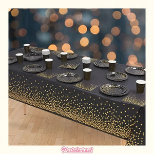 Set Vajilla Para Celebración Decoración 111pcs Kit Cumpleaños Vasos Platos Servilletas Decoraciones De Fiesta De... Negro Lunares
