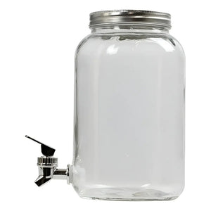 Jarro Para Jugo Dispensador De Bebidas Jarro De Vidrio 4l Color Transparente / Dispensador Liso Sin Atril 4l