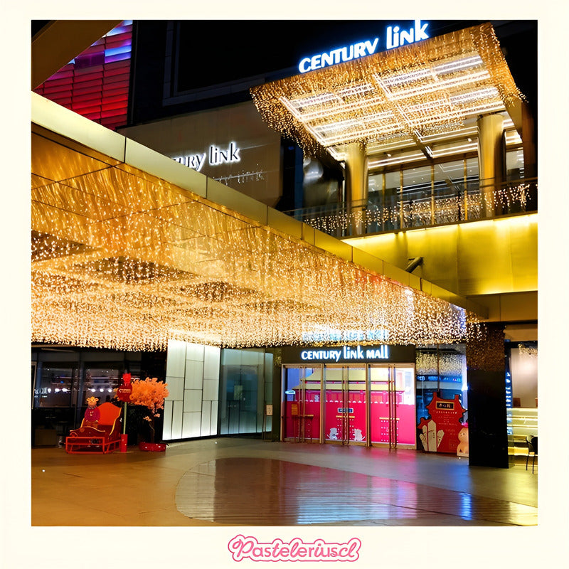 Guirnalda De 100 Luces Led Cascadas Luces Exterior Cortina Amarillo