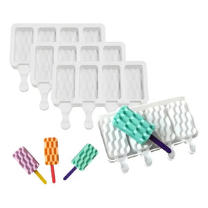 Set X4 Moldes De Silicona Reposteria Molde Helados Ladrillo Blanco