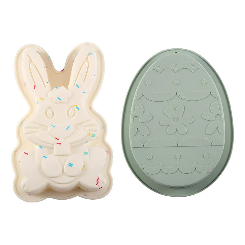 Packx2 Molde Conejo De Pascua Molde Huevo De Pascua Silicona Surtido