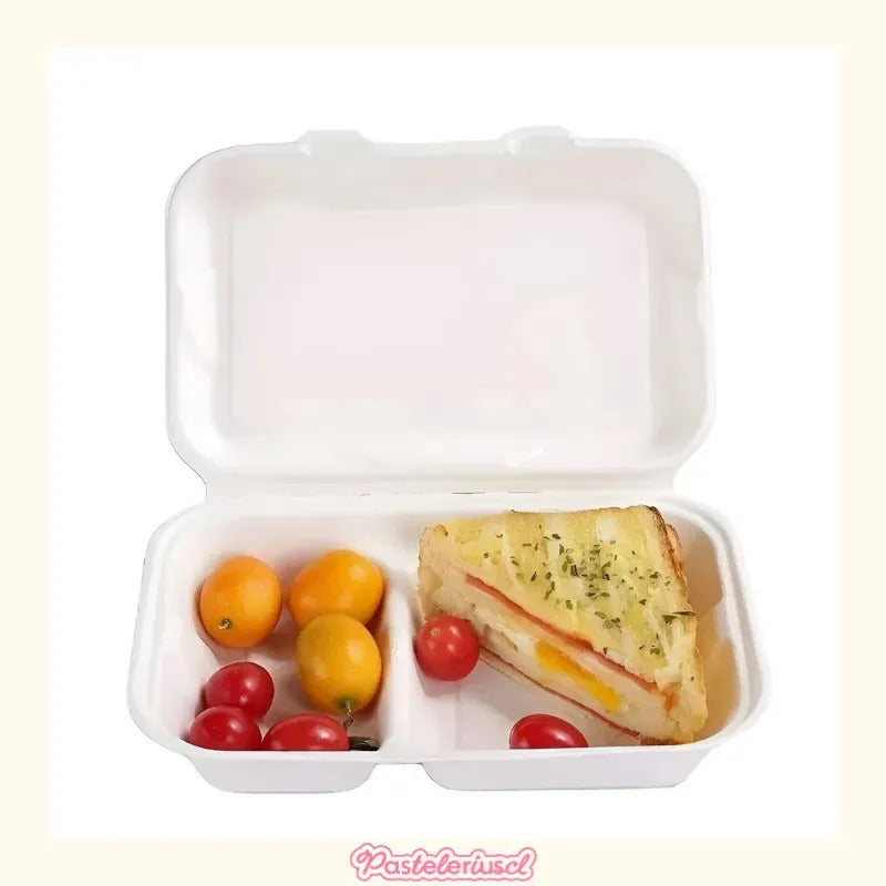 200 Bandejas Plumavit Bandeja Rectangular C/ Division Bandeja Alimentos De Colegio Bandejas De Plumavit Para Colacion... Blanco