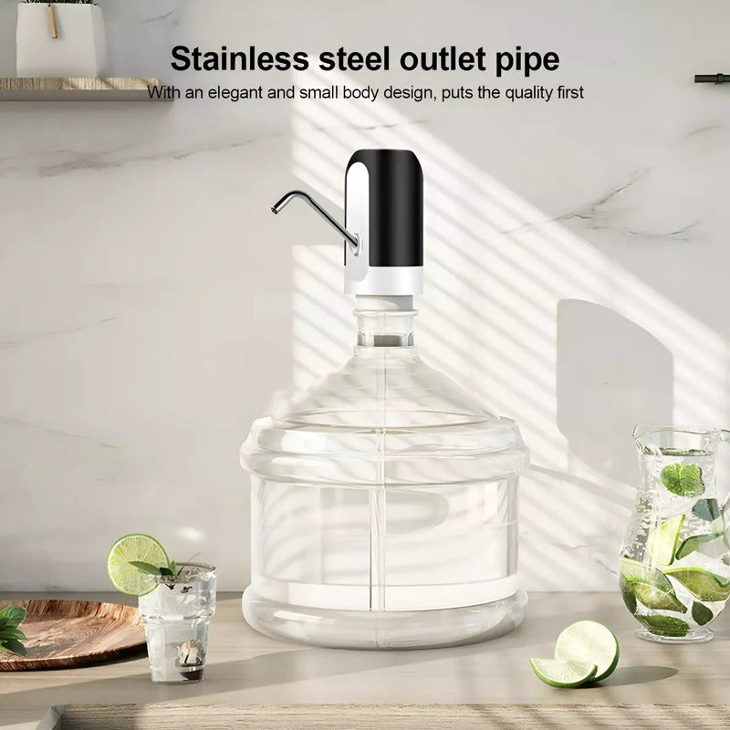 Bomba Dispensador Usb Agua Electrónico Recargable Botellón Negro