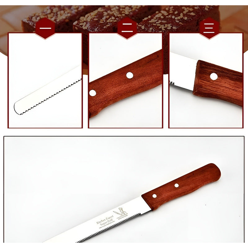 Cuchillo De Cocina Cuchillo Sierra Cuchillos Reposteria 20cm Marrón