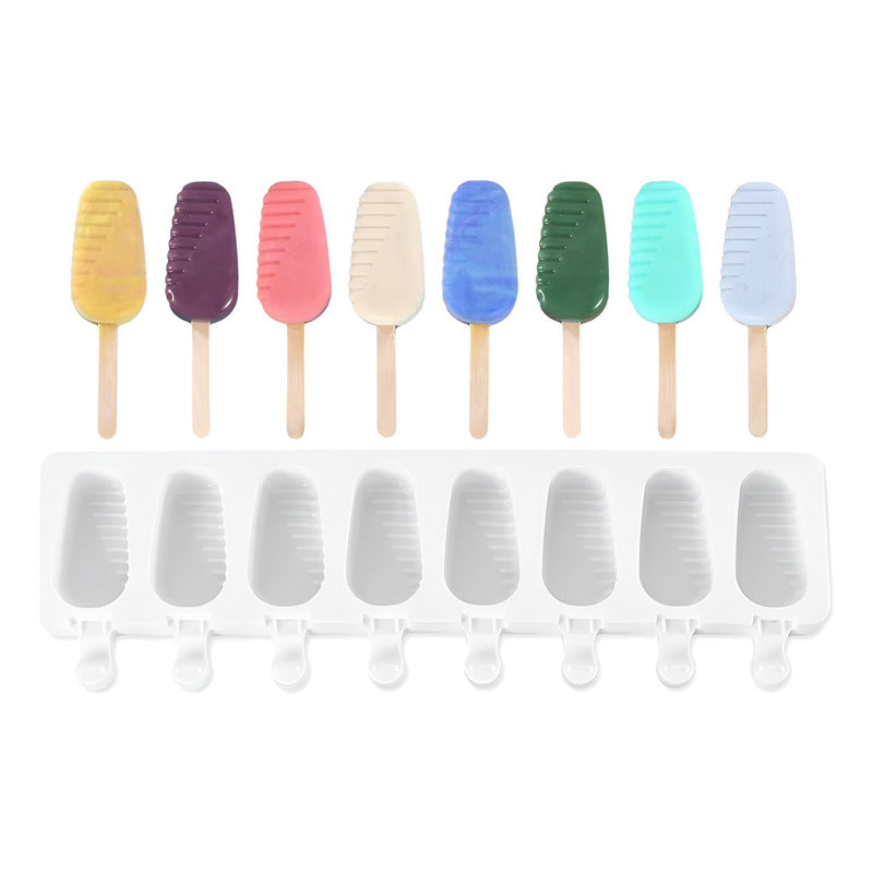 Moldes De Silicona Para Helados Molde Helado Paletas 8cav Blanco