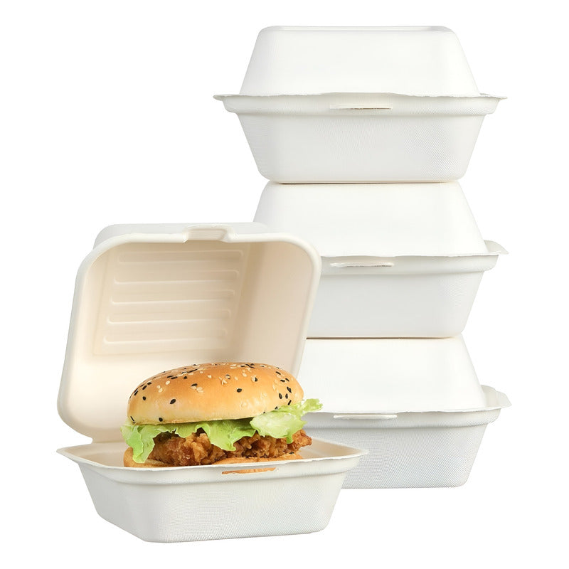 150 Contenedor De Alimentos Envase Desechable Compostables Blanco / Envases Compostables