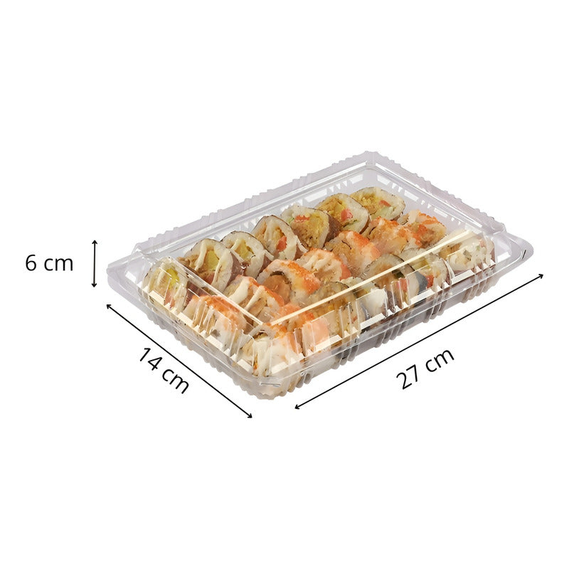 140 Bandejas Plastica Para Sushi Envase Transparente 3 Rolls Transparente/ Envase Para Sushi 3 Rolls