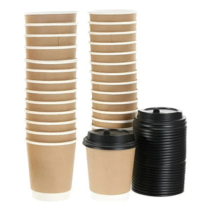 Pack X200 Vaso Desechables Vaso Kraft Doble Pared C/tapa 8oz Color Marrón Claro Vaso Kraft Doble Pared 8oz Vaso Kraft Con Tapa Vaso Kraft Para Cafetería Vaso Kraft Desechable Vasos Cafe Pasteleriuscl