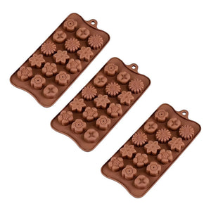 X3 Moldes De Chocolate Moldes Chocolate Silicona 5 Flores N1 - Marrón 607