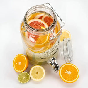 Dispensador De Bebidas Jarro De Vidrio Para Jugos Jarra 3.8l Transparente.