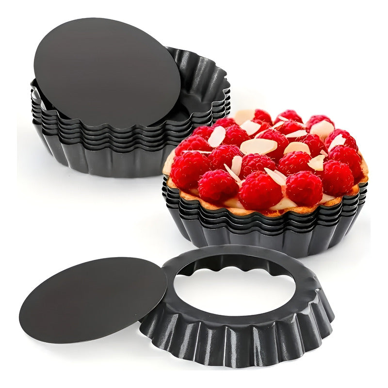Pack 12 Moldes Tartaleta Desmontable Tarta Individual 13,5cm Gris