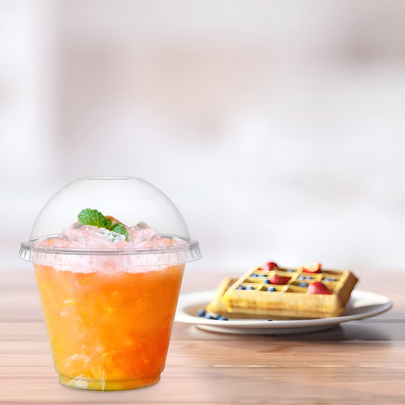 Pack X200 Vasos Plasticos Desechables Vaso Domo Sin Hoyo 9oz Transparente