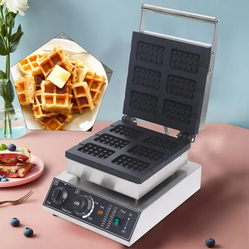 Wafflera Maquina Para Waffles Waflera Industrial Waffle 6cav Wafflera Maquina De Waffles Waflera 6 En 1 Wuaflera Waffle... Plateado