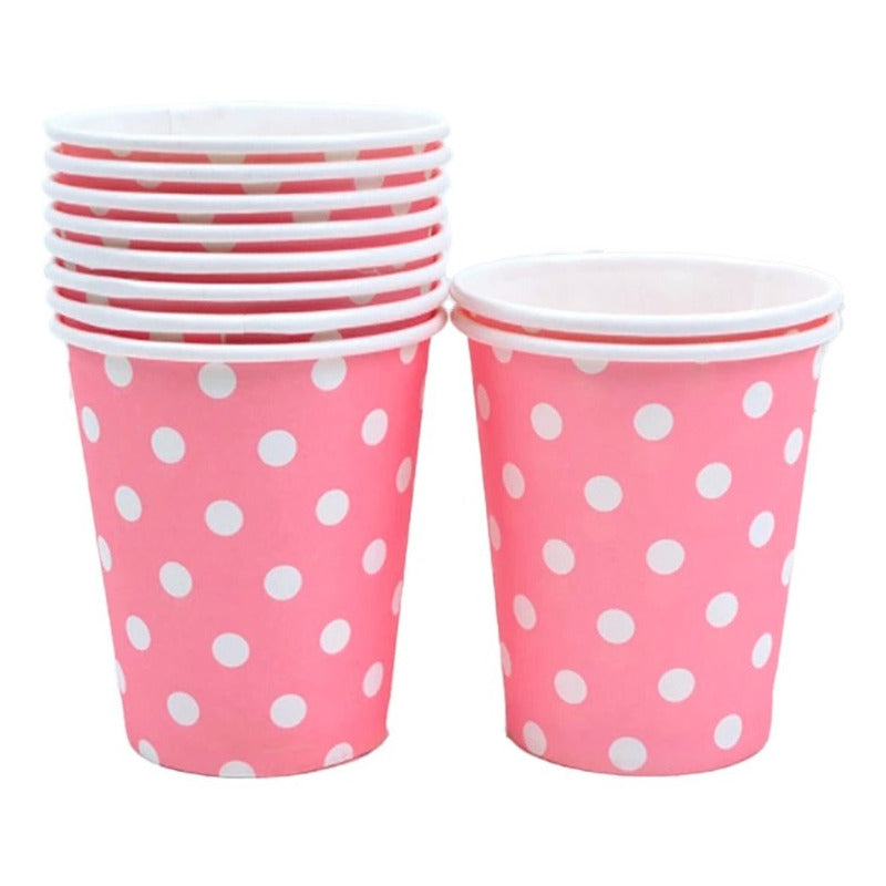 X10 Vasos Desechables Decoración Vaso Cumpleaños Rosado 1607