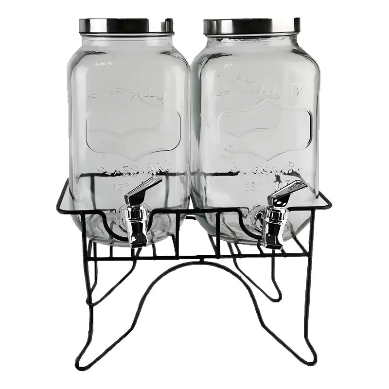 Jarro Dispensador De Bebida Doble Dispensador De Jugo 5l Negro Doble 5l