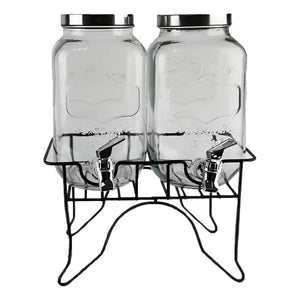 Jarro Dispensador De Bebida Doble Dispensador De Jugo 5l Negro Doble 5l