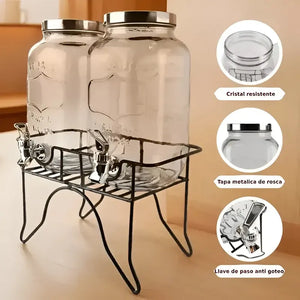 Dispensador De Bebidas Doble Dispensador De Jugos Jarra 5l Negro Doble 5l