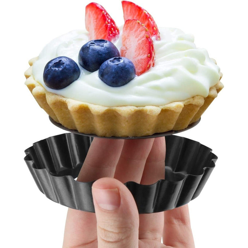 Pack X12 Moldes Tartaleta Desmontable Tarta Individual 8cm Gris Desmontable 08395