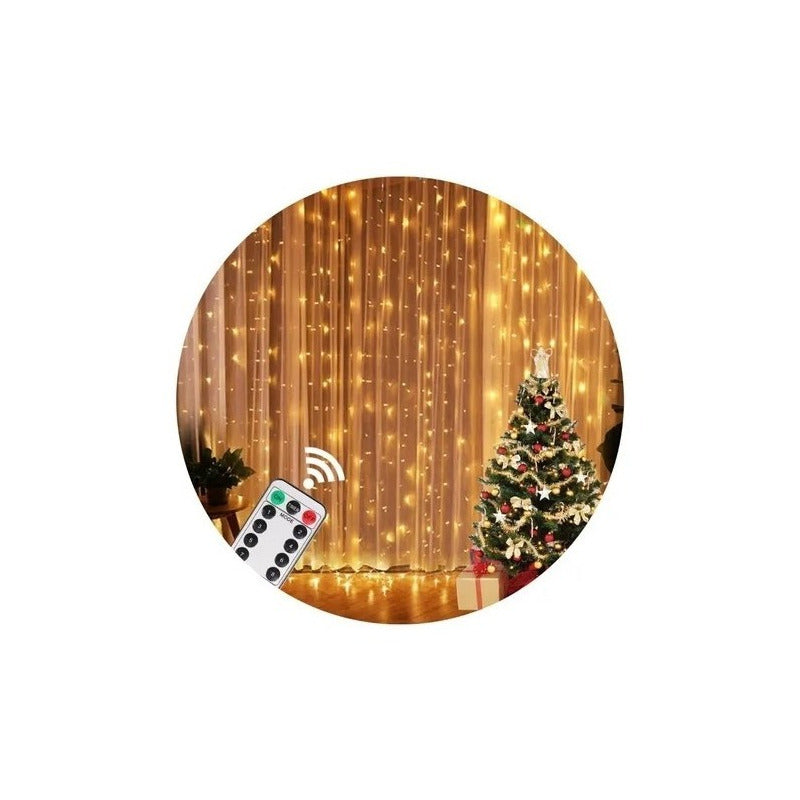 Cortina De Luces Led Cortina Luces Luces Navidad Led Control Amarillo