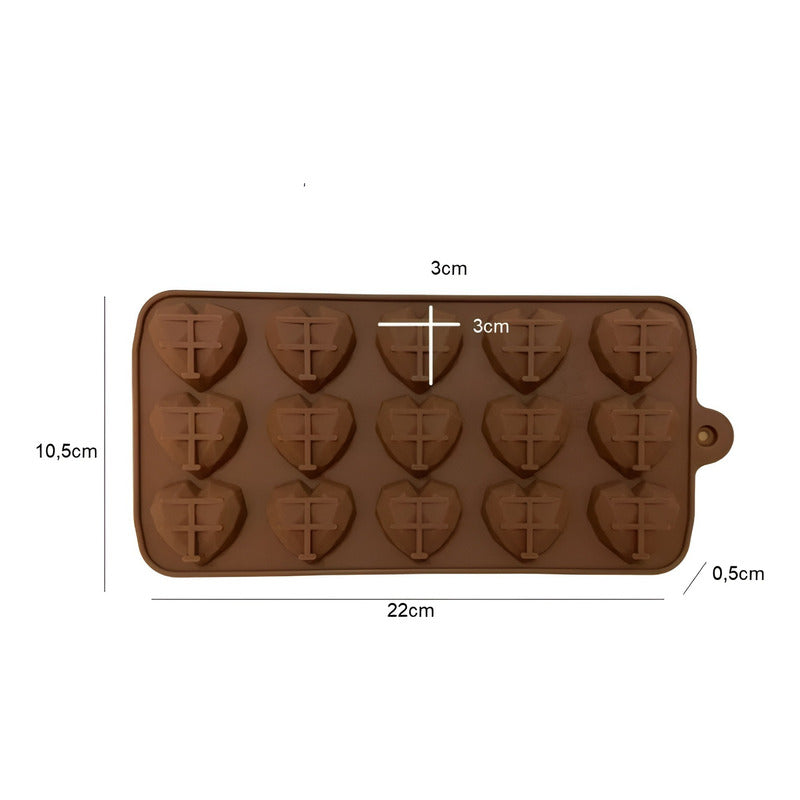 2 Moldes Mini Corazon Diamante Molde Corazón Geometrico 15 Marrón Claro