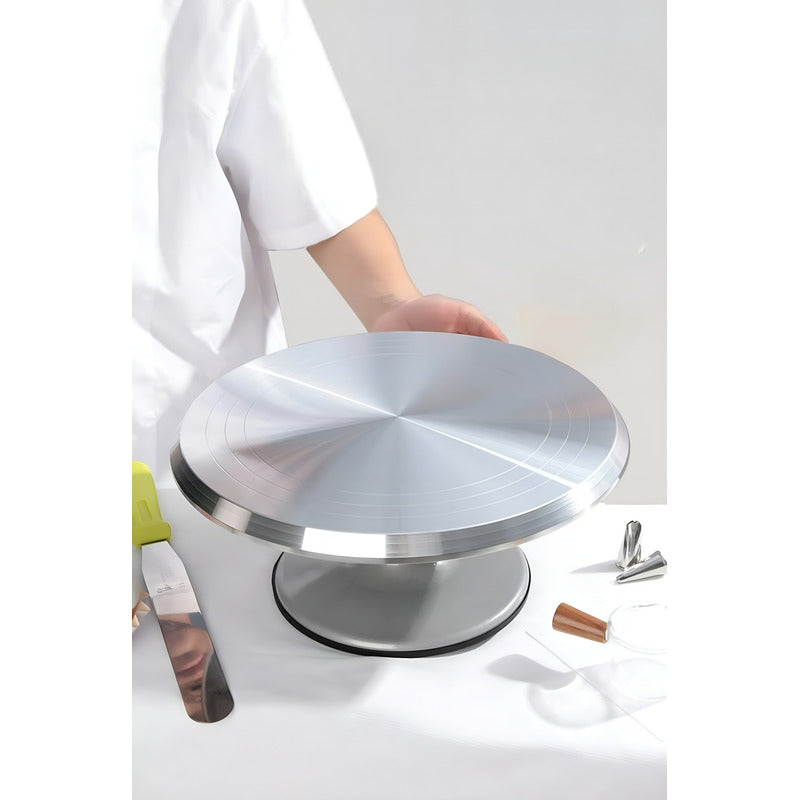 Base Torta Base Giratoria Torta Base De Torta Circular 25cm Plateado