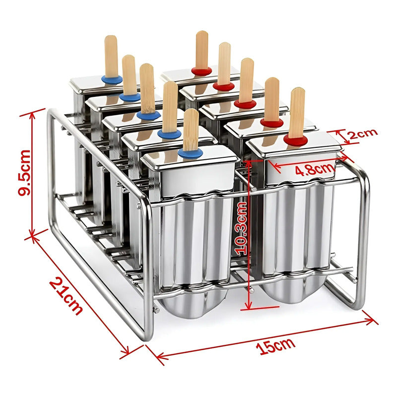 Molde Helados Moldes Reposteria Molde Helado Paletas 10cav Plateado