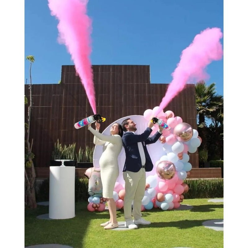 Set 4 Extintor Humo Revelacion De Genero Cañon Spray Color Rosado