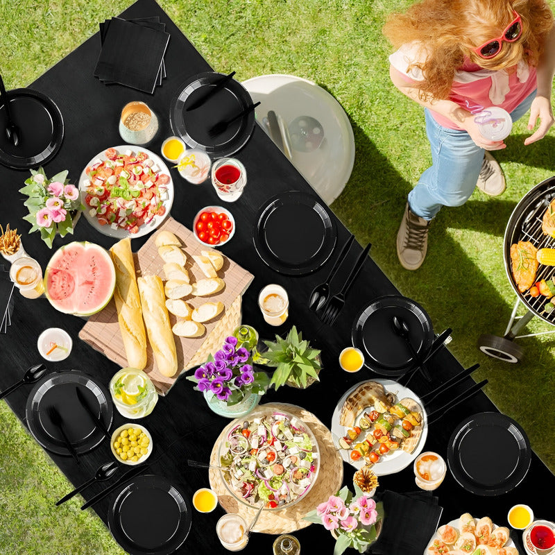 20 Vajilla De Cumpleaños Servilletas Decoracion Desechables Negro